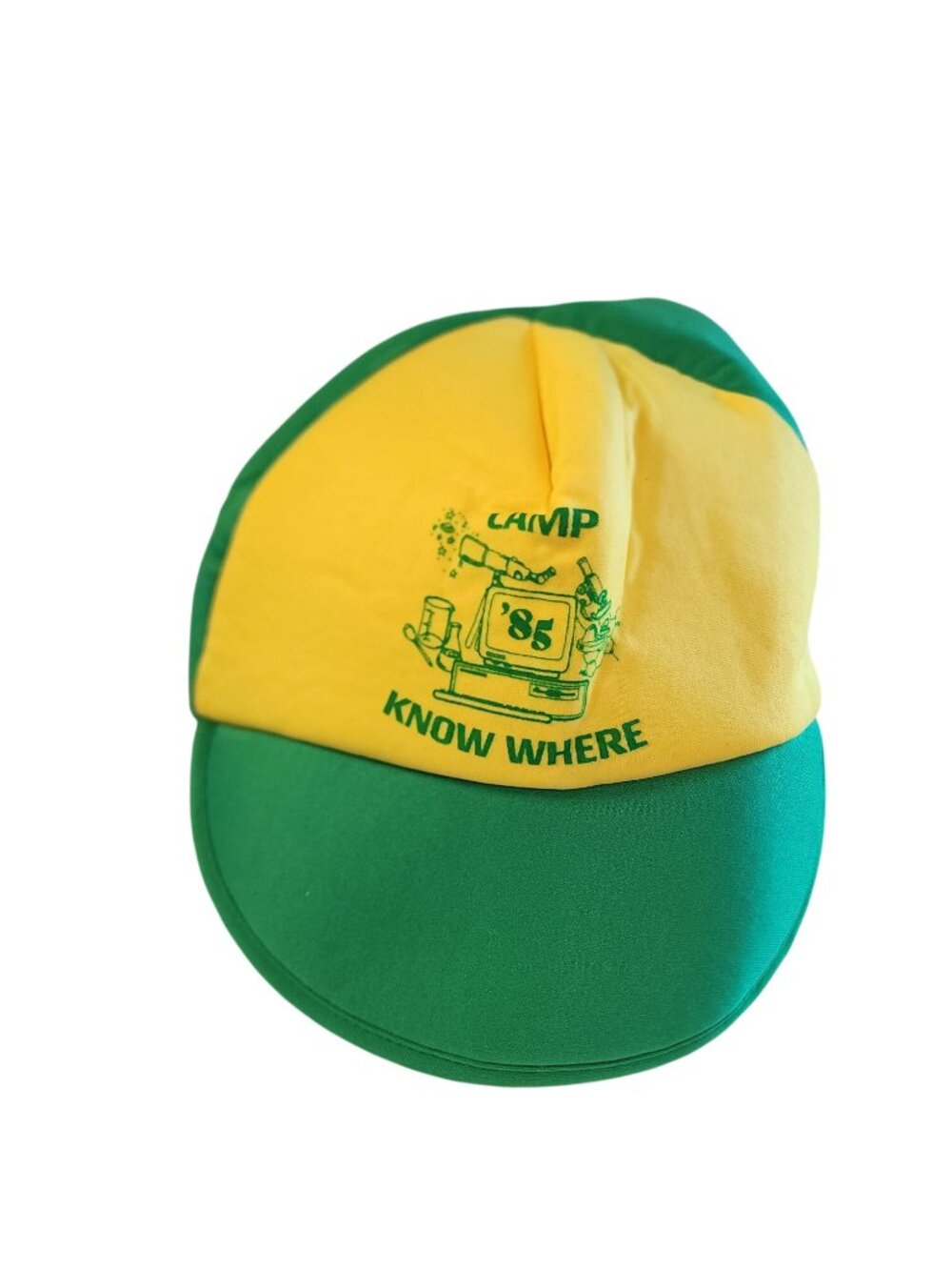 Stranger Things 3 Dustin's Camp Know Where Adult Cap Yellow Green Foam BRAND NEW